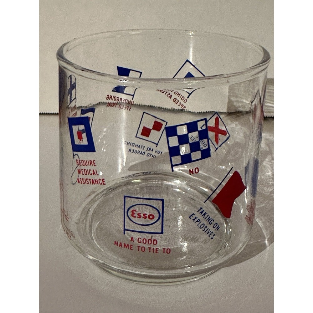 Vintage ESSO Nautical Signal Flag Rocks Glass "A Good Name to Tie To" 1960s EC